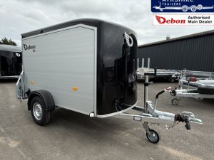 Debon C255 Box Trailer - Aluminium sides + Side Door, 2.55m x 1.25m x 1.55m, Single Axle, 1,300kg